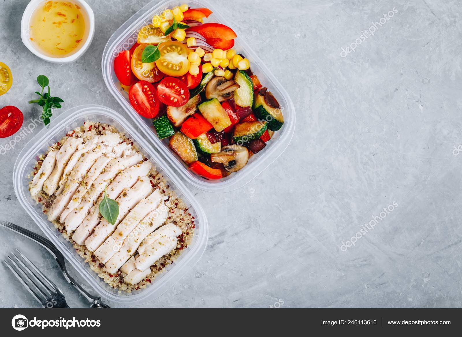 Meal Prep Lunch Box Containers Quinoa Grilled Fresh Vegetables Chicken