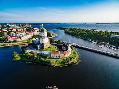 Vyborg şehir panoraması, Rusya havadan görünümü. 