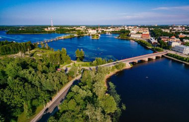 Vyborg şehir panoraması, Rusya havadan görünümü. 