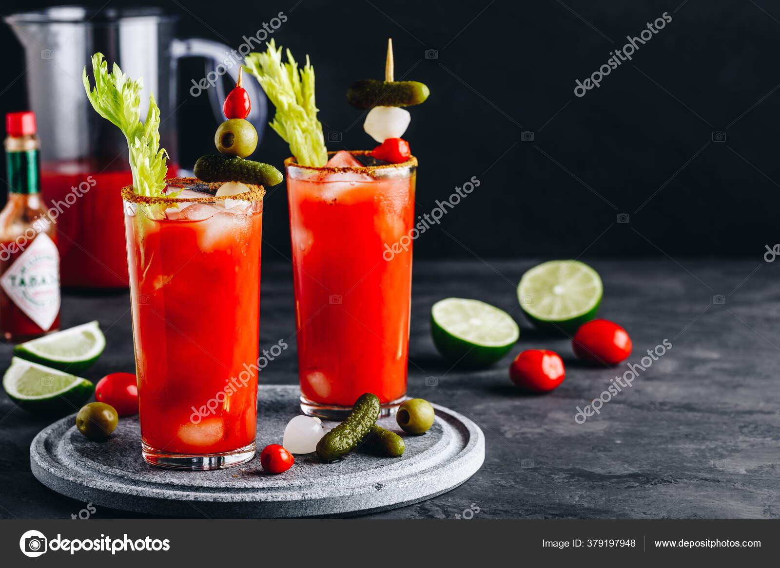 Bloody Mary Cocktail Glasses Garnishes Tomato Bloody Mary Ice Cold Stock  Photo by ©nblxer 379197948