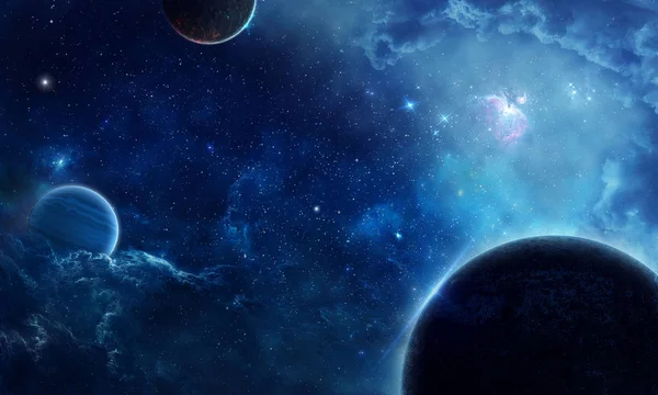 Spațiu Abstract Frumos Planete Stele Albastru — Fotografie, imagine de stoc