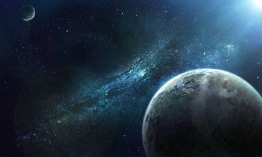 gezegen dünya ve uzayda samanyolu, illüstrasyon