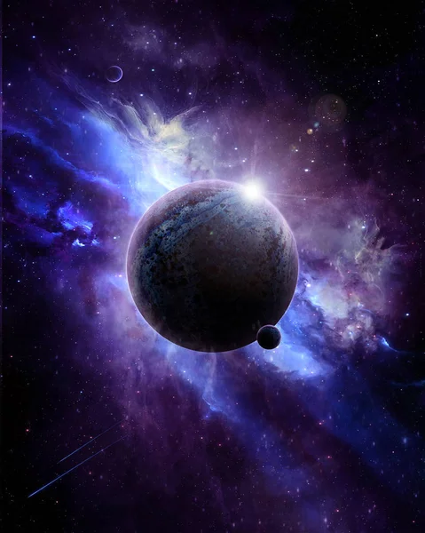 Ilustrație Strălucitoare Frumoasă Planetă Spațiu Tonuri Violet — Fotografie, imagine de stoc