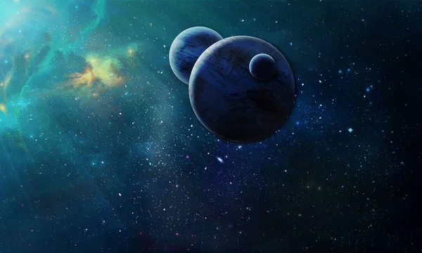 Планеты Лучах Света Космической Туманности — стоковое фото