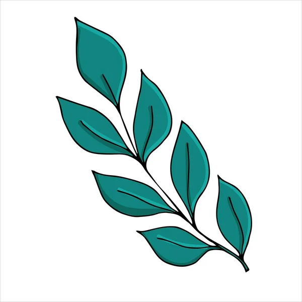 Élément Vectoriel Style Doodle Motif Rameau Vert Mignon Avec Des — Image vectorielle