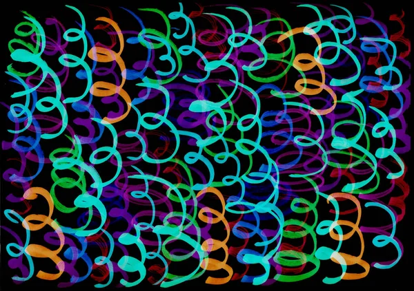 Abstracte Achtergrond Freehand Door Levende Materialen Tekening Felgekleurde Spiralen Snoep — Stockfoto