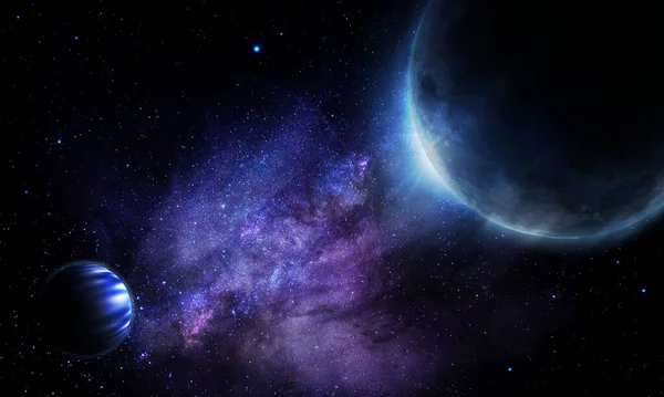 Ilustración Espacio Abstracta Imagen Representación Imagen Fondo Planetas Espacio Nebula — Foto de Stock