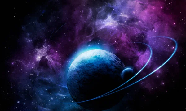 Abstrakter Raum Illustration Bild Rendering Hintergrundbild Ein Heller Planet All — Stockfoto