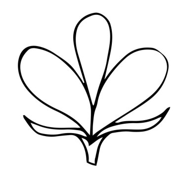 vektör karalama biçimi ögesi, çizim, sevimli soyut çiçek, boyama kitabı