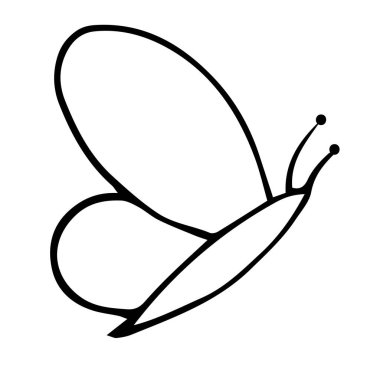 Karalama stili vektör ögesi, desen, sevimli kelebek, boyama kitabı