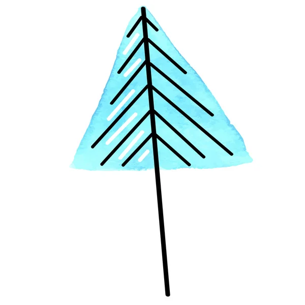 Elemento Vectorial Lindo Acuarela Abstracta Triangular Azul Azul Árbol Navidad — Vector de stock