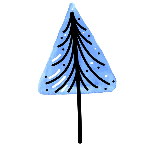 Élément Vectoriel Mignon Aquarelle Abstraite Triangulaire Bleu Bleu Arbre Noël — Image vectorielle