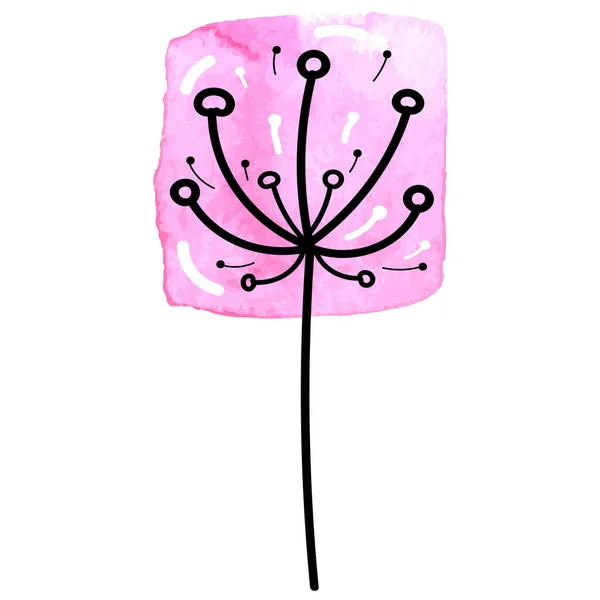 Elemento Vectorial Linda Acuarela Abstracta Cuadrada Diente León Rosa Con — Vector de stock