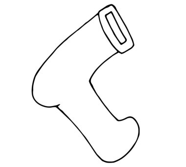 Dükkanda barkod tarayıcı, vektör karalama biçimi ögesi, siyah ana hatlı