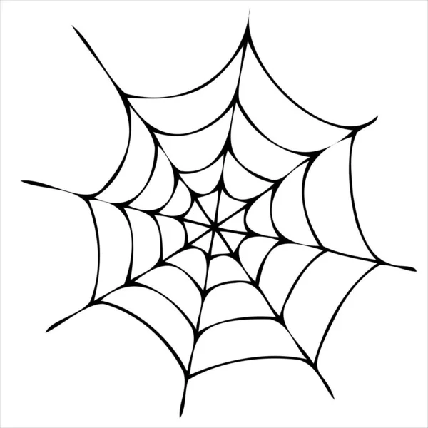 Pókháló Kifestőkönyv Vektor Firka Elem Halloween Ünneplés Firka Stílusban Fekete — Stock Vector