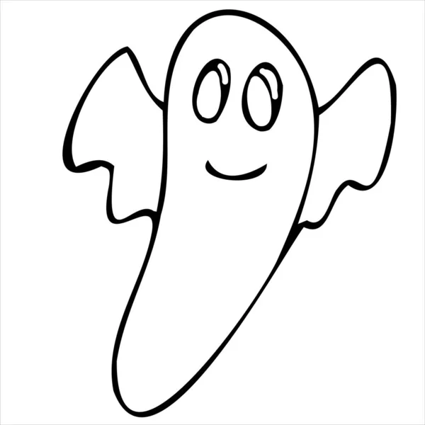 Niedliche Art Geist Malbuch Vektor Doodle Element Für Halloween Feier — Stockvektor