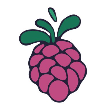 Yeşil yapraklı pembe ahududu vektörü ve mor çizgili vektör elementi