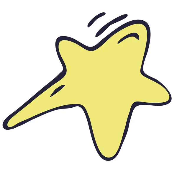 Roztomilý Kreslený Vektor Žlutá Hvězda Fialovým Obrysem Vektorový Prvek — Stockový vektor