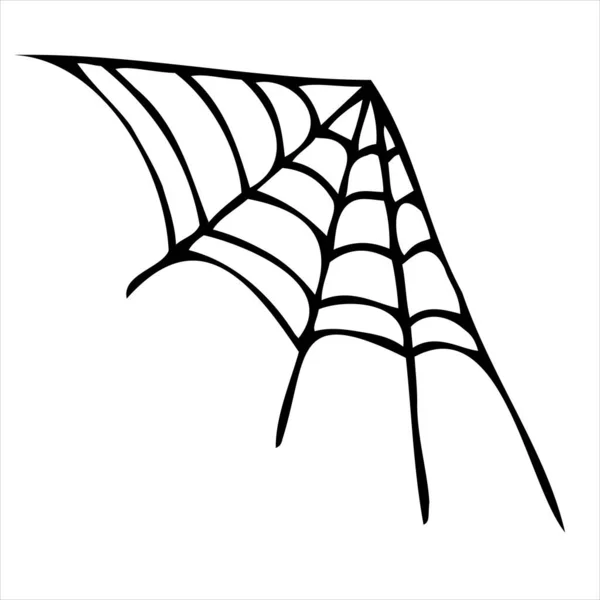 Pókháló Kifestőkönyv Vektor Firka Elem Halloween Ünneplés Firka Stílusban Fekete — Stock Vector