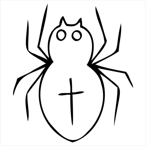 Aranyos Pók Egy Kereszt Hátán Vektor Firka Elem Halloween Ünneplés — Stock Vector