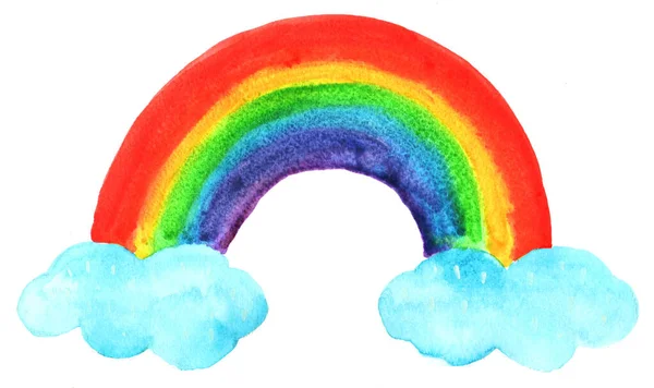 Arcobaleno Colorato Acquerello Bambini Che Disegnano Uno Sfondo Bianco Arco — Foto Stock