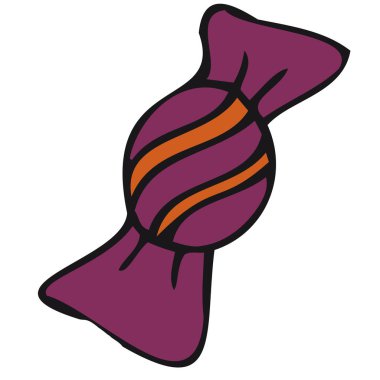 mor şeker, Cadılar Bayramı kutlaması için vektör karalama elementi, renk çizimi