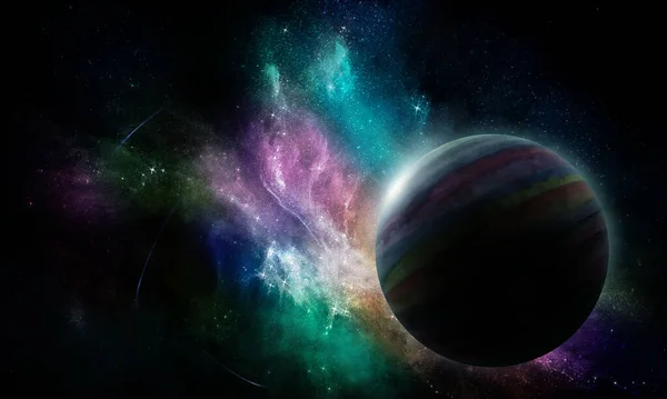 Abstract Space Illustration Image Planet Nebula Shine Background — Stock Photo, Image