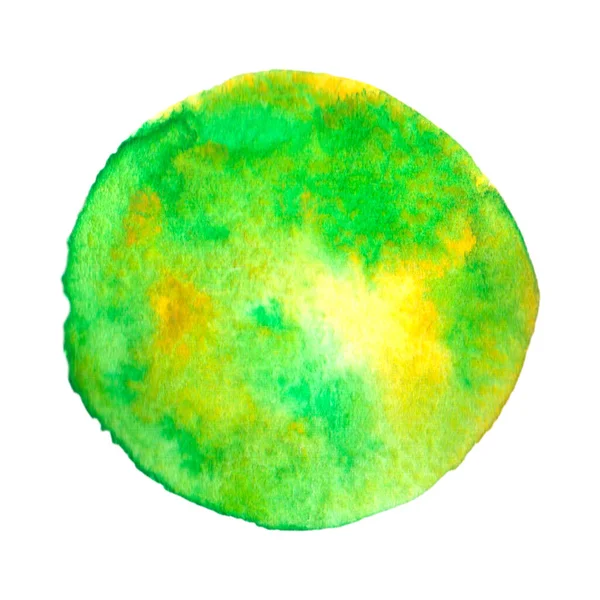 Абстрактный Акварель Красочное Пятно Свободный Рисунок Ярко Зеленый Желтый Круг — стоковое фото