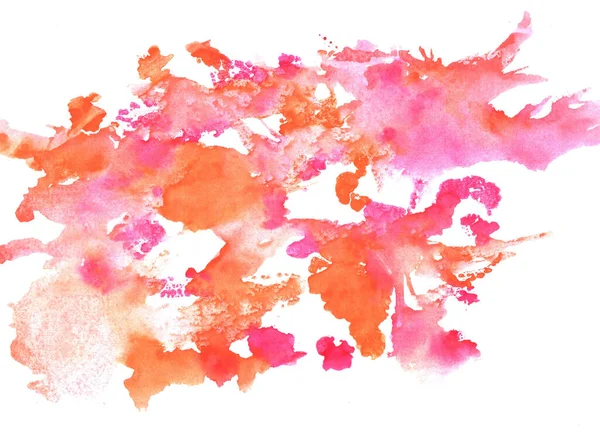Акварельні Плями Плями Рожеві Помаранчеві Плями Білому Тлі Абстрактна Текстура — стокове фото