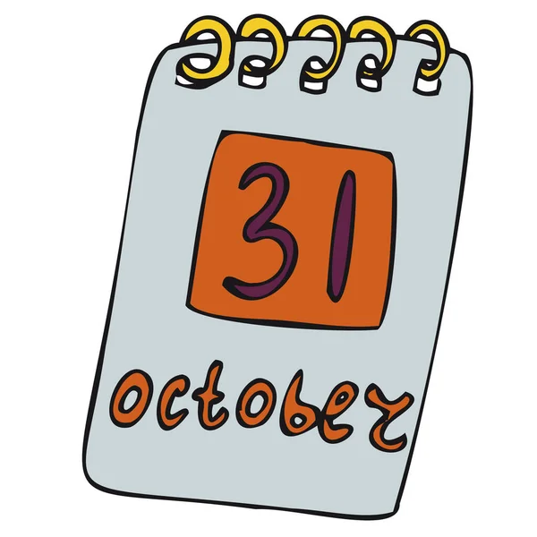 Masa Takvimi Ekim Tarihli Cadılar Bayramı Kutlaması Için Karalama Tarzı — Stok Vektör