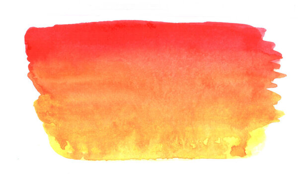 заливка акварелью текстуры, переход цвета от красного к желтому в мокрой технике, абстрактное свободное окрашивание акварелью
