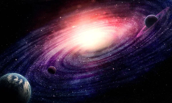 Яркий Цвет Галактики Звездами Планетами Пространстве Сиянии Абстрактное Пространство Иллюстрации — стоковое фото