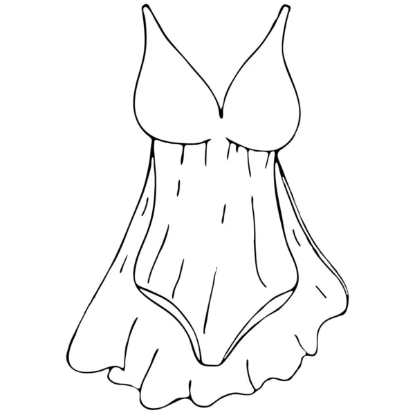 Set Female Sexy Underwear Negligee Peignoir Vector Elements Doodle Style — Stock Vector