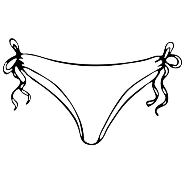 set of female sexy underwear - cute underpants, vector elements in doodle style with black outline