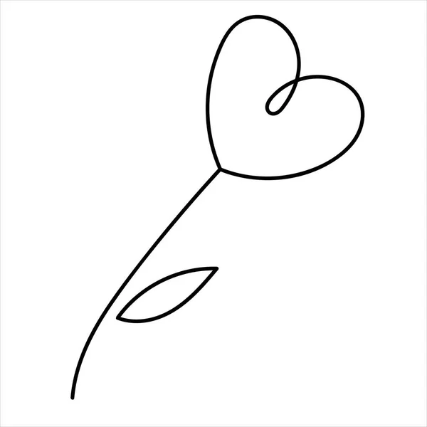 Абстрактна Квітка Формі Серця Векторне Дитяче Зображення Каракулі Розмальовка — стоковий вектор