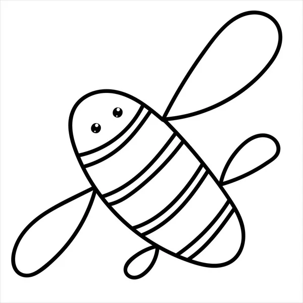 Милая Маленькая Пчела Крыльями Векторные Детские Рисунки Стиле Каракулей Раскраска — стоковый вектор