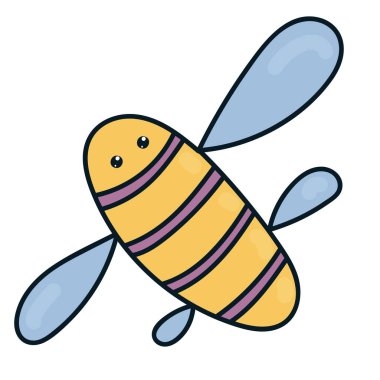 çizgili sarı-menekşe arısı kanatları, böceği, karalama vektörü çizimi