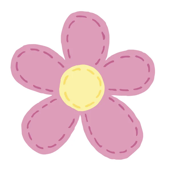 Красивый Розовый Цветок Желтым Центром Девушки Детская Игрушка Векторный Элемент — стоковый вектор