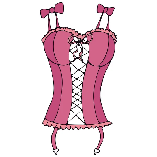 Set Female Sexy Underwear Negligee Peignoir Pink Vector Elements Doodle — Stock Vector
