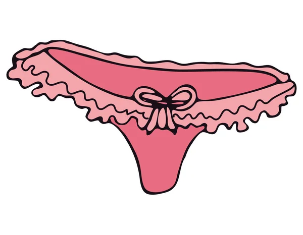 Набор Женское Сексуальное Белье Милые Кружевные Трусы Оборками Розовые Векторные — стоковый вектор