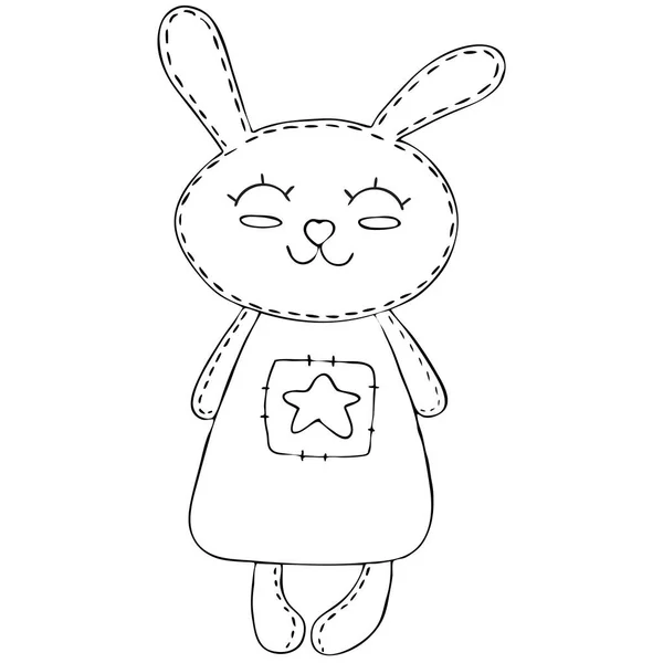 Söt Kawaii Hare Klänning Barn Leksak Dekorativa Element Vektor Illustration — Stock vektor