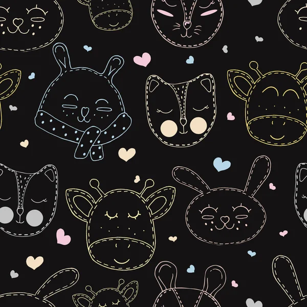 Animaux Forêt Mignon Pour Les Enfants Chambre Jouets Contour Motif — Image vectorielle