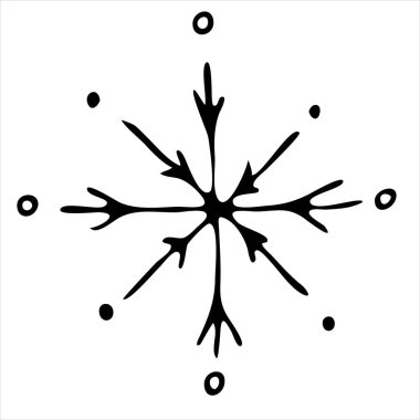 El çizimi kar tanesi, tatlı kış karalama kitabı karalama tarzı vektör elementi.