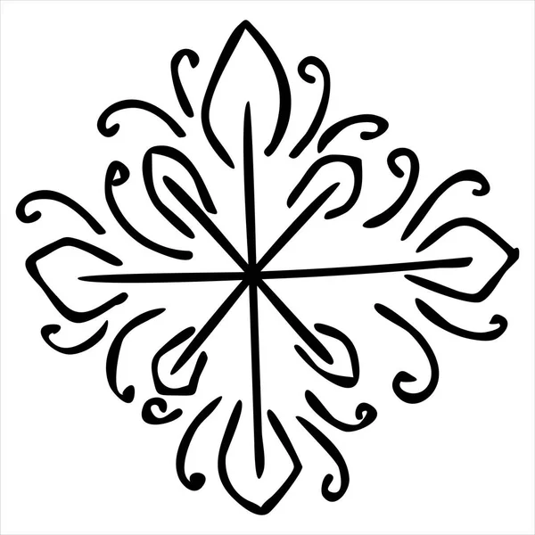 Handgetekende Sneeuwvlok Leuke Winter Doodle Kleurboek Doodle Stijl Vector Element — Stockvector