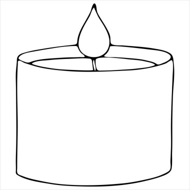 yanan mum, ateş, evde rahatlık, tatlı kış karalamaları, boyama kitabı, karalama tarzı vektör elementi