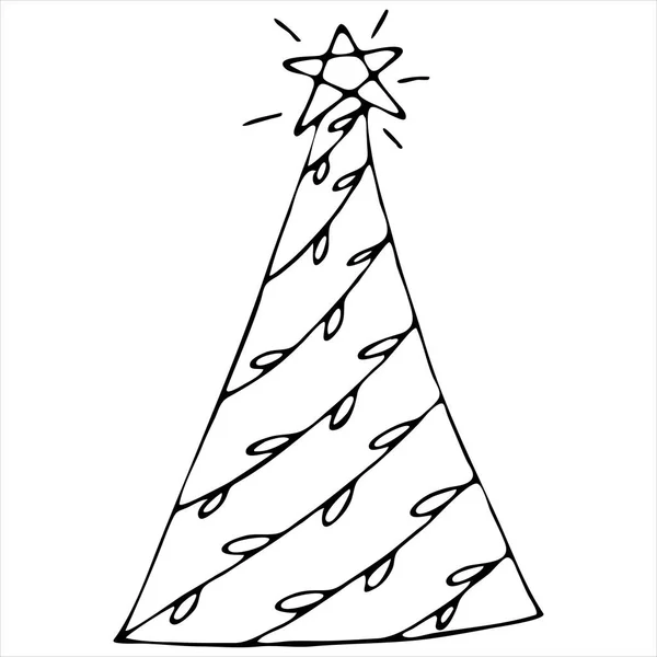 Árbol Navidad Abstracto Para Navidad Año Nuevo Con Guirnalda Estrella — Archivo Imágenes Vectoriales