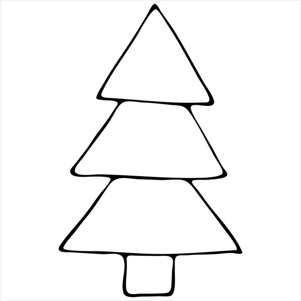 Abstracte Kerstboom Voor Kerst Nieuwjaar Schattige Winterkrabbels Kleurboek Doodle Stijl — Stockvector