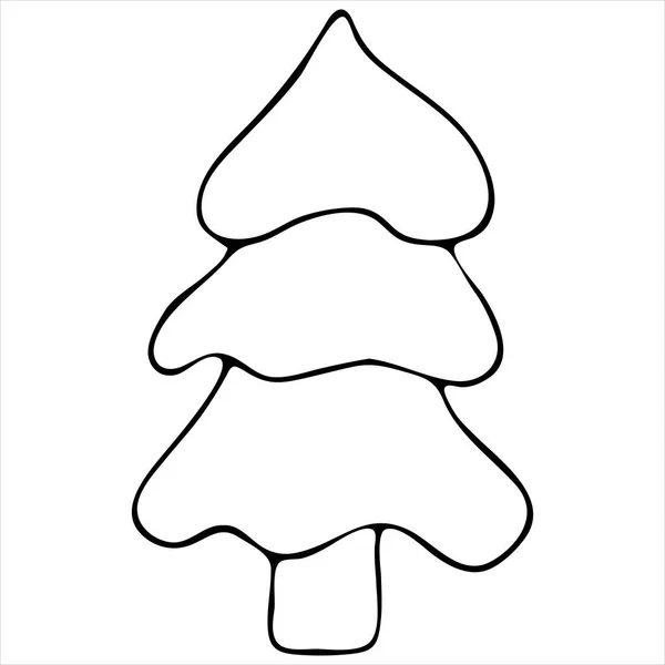 Abstract Christmas Tree Christmas New Year Cute Winter Doodles Coloring — Stock Vector