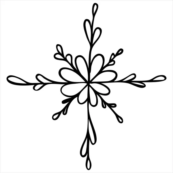 Mano Dibujado Copo Nieve Lindo Invierno Garabato Para Colorear Libro — Vector de stock
