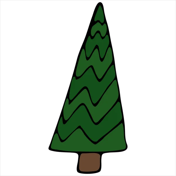 Árvore Verde Decorativa Abstrata Doodles Bonito Inverno Conjunto Vetorial Elementos — Vetor de Stock